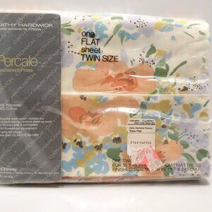 Vintage Cathy Hardwick Twin Flat Sheet NOS Floral Print JCPenney